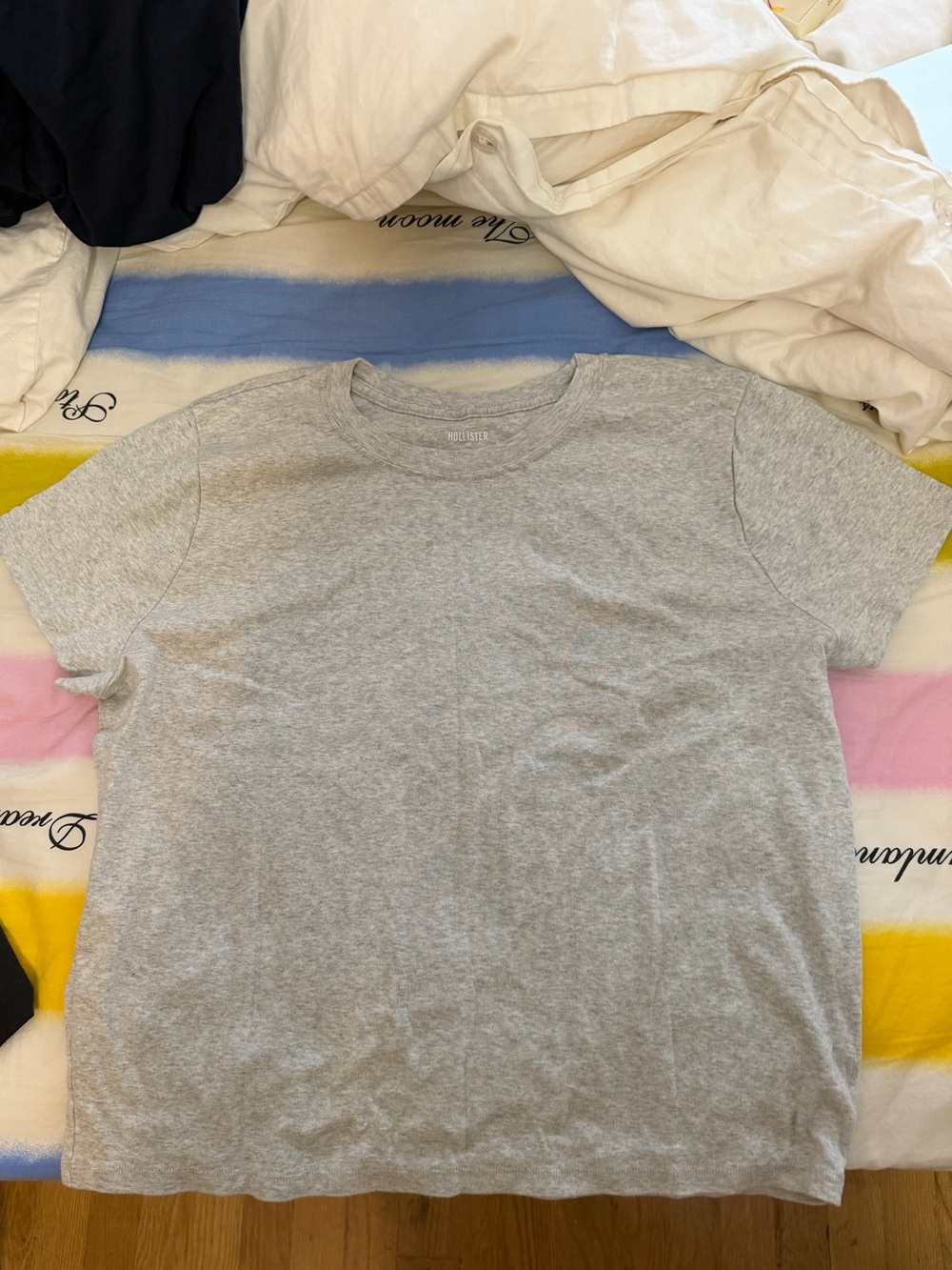 3 Shirts Hollister Crew Baby Tee XXL XX-LARGE Gray Grey and Black and Navy